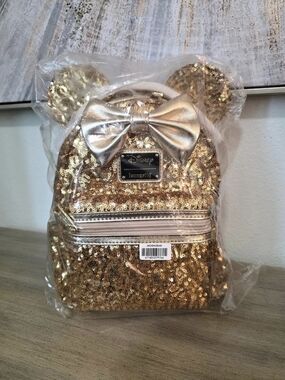 Disney Loungefly Sequin Minnie Mouse Bow Mini Backpack Sequin Mini Backpack in